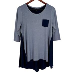 COMFY USA Sz Small Blue Cozy Wearable Art Super Stretchy Soft Blouse Shirt Top